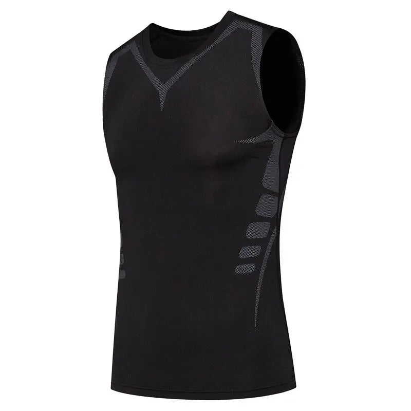 Sports Vest Men's Running Short-sleeved Quick-drying Sleeveless Ice Silk T-shirt Basketball Training Fitness Clothes Summer Thin