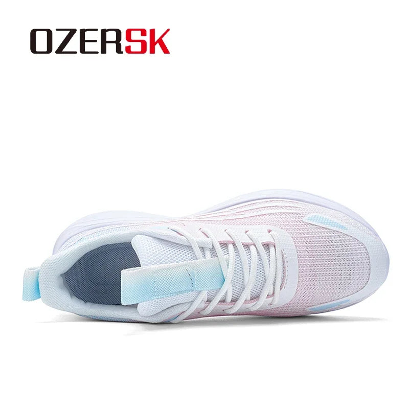 OZERSK Fashion Women Shoes Summer Mesh Breathable Lightweight Comfortable EVA Sole Lace Up Non-Slip Casual Shoes Size 35-41