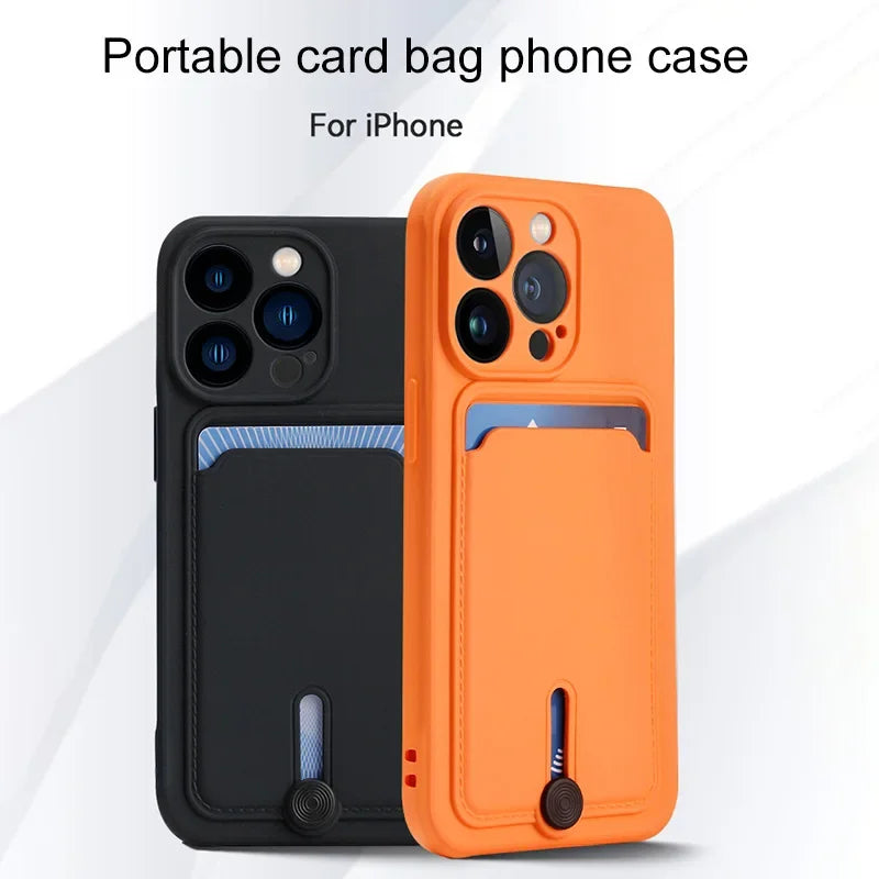 with card holder phone case for iphone 16 13 14 12 11 15 pro max soft cover case for iphone x xs xr max funda Camera protection