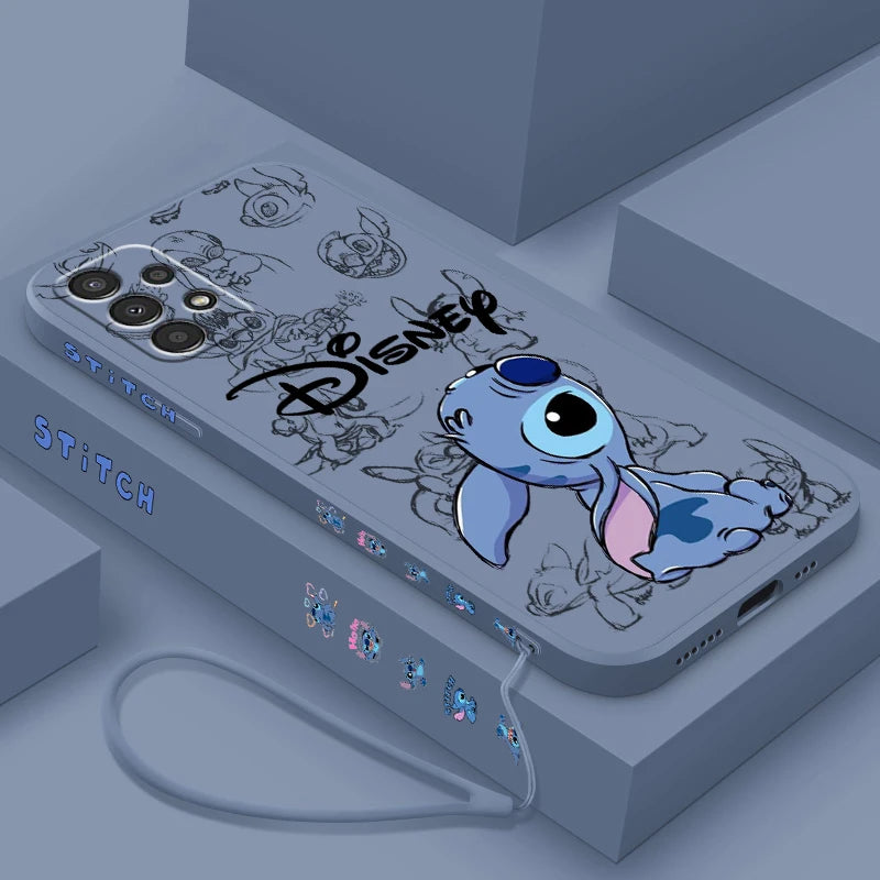 Lilo & Stitch Disney For Samsung A72 A54 A53 A52 A42 A34 A32 A25 A24 A23 A22 A15 A14 A13 A12 Liquid Left Rope Phone Case