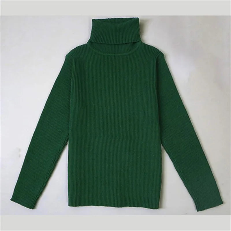 Baby Girls Winter Turtleneck Knitted Sweaters Clothes 2024 Autumn Children Boys Pullover Kids Knitwear