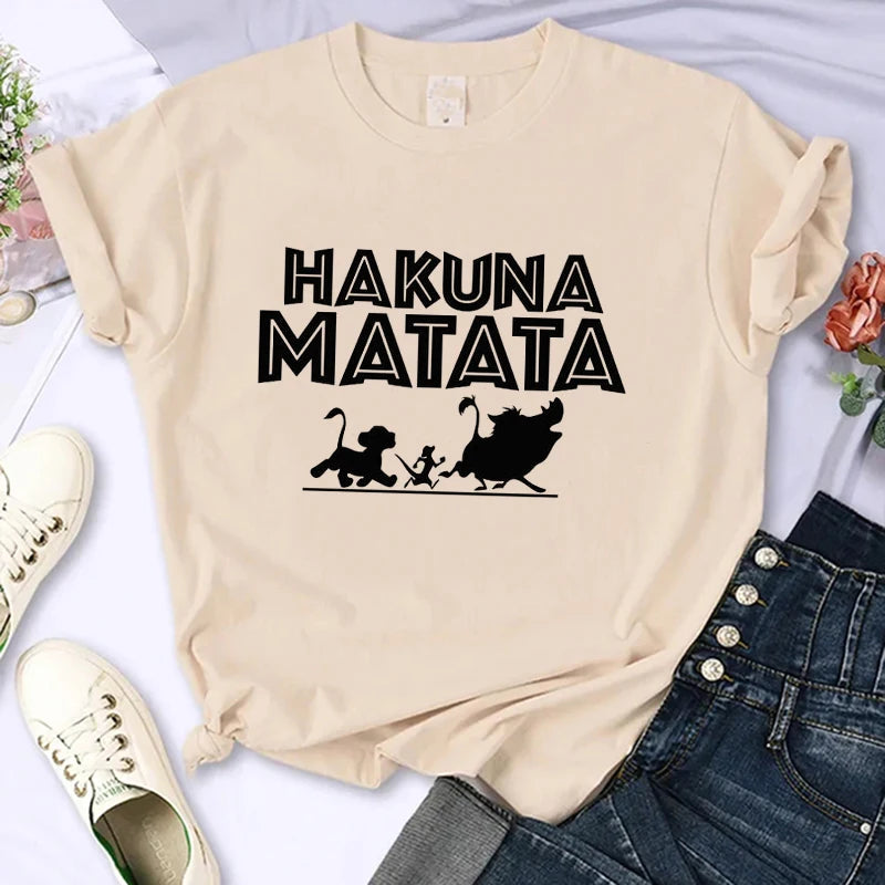 Funny Kawaii 90s The Lion King T-shirt Funny Disney T Shirt Harajuku Hakuna Matata Tshirt Women Top Tees Female Clothes