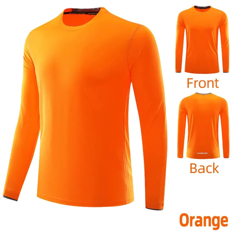 Men Running Sport Shirts Tops Long Sleeve Plus Size Tees Dry Fit Breathable Training Clothes Gym Sportswear Fitness Sweatshirts