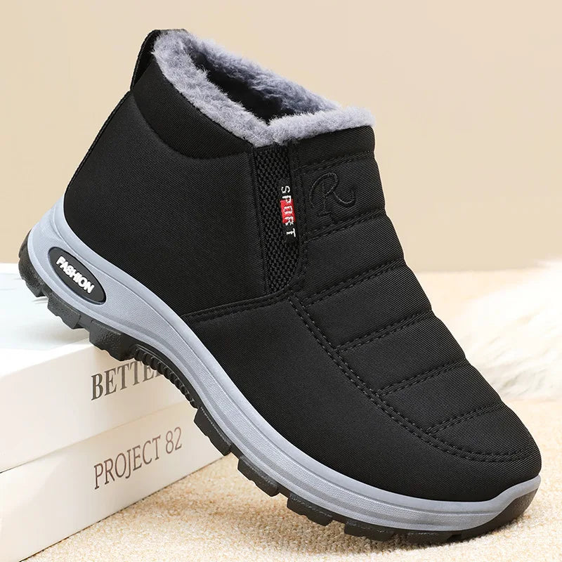 Waterproof Winter Boots for Men 2023 New Plush Snow Boots Men‘s Ankle Boots Warm Black Couple Cotton Couples Platform Shoes