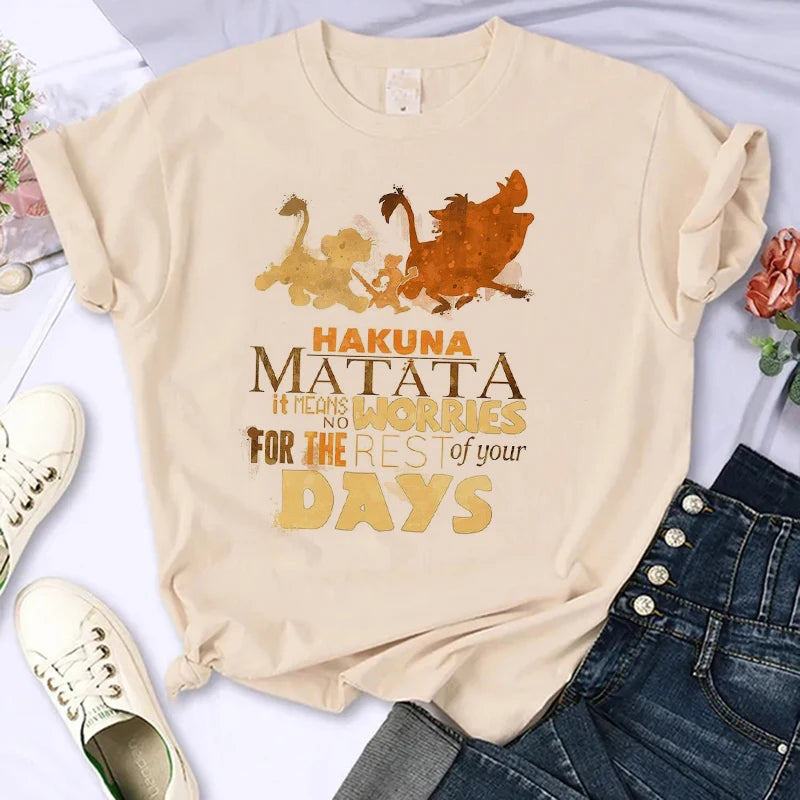 Funny Kawaii 90s The Lion King T-shirt Funny Disney T Shirt Harajuku Hakuna Matata Tshirt Women Top Tees Female Clothes