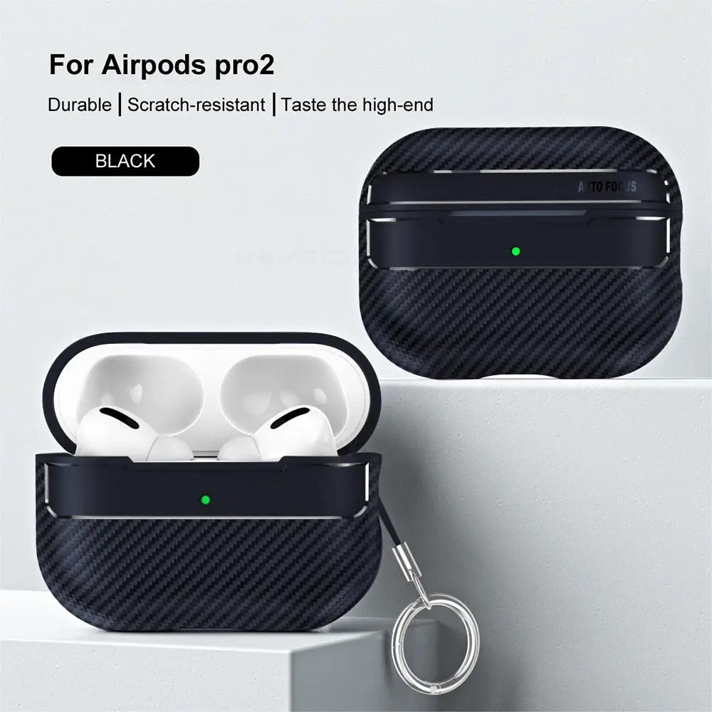 For Airpods Pro 2 Case Carbon Fiber Earphone Cover For Apple AirPods Pro 3 Third Generation pro 2 usb c Boxs Case with Hook