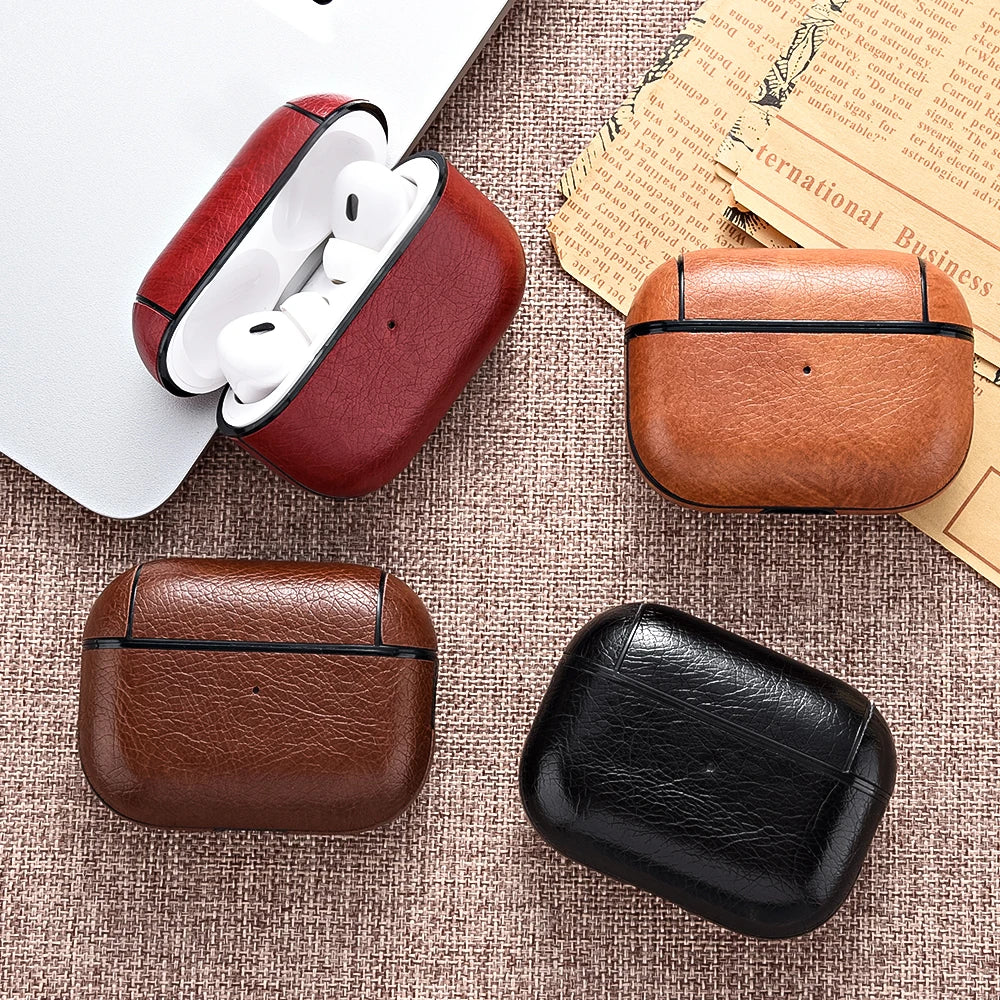 For Airpods Pro 2 Case Leather Business Earphone Case Headset Shell Headphone Cover For Apple Air Pod 3 Pro 2nd Generation USB C