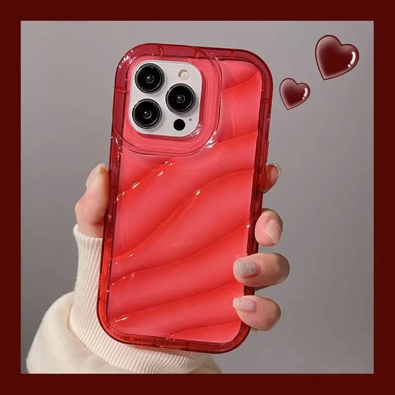 Soft Candy Transparent Wavy Texture Case For iPhone 15 14 13 12 11 Pro Max X XS XR 8 7 Plus SE3 Silicone Shockproof Bumper Cover