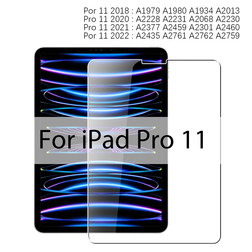 Tempered Glass Screen Protector For Ipad Pro 11 12.9 13 inch 2024 10th Generation Air 5 4 3 2 1 7th 8th 9th 10.2 Mini 6 9.7 Film