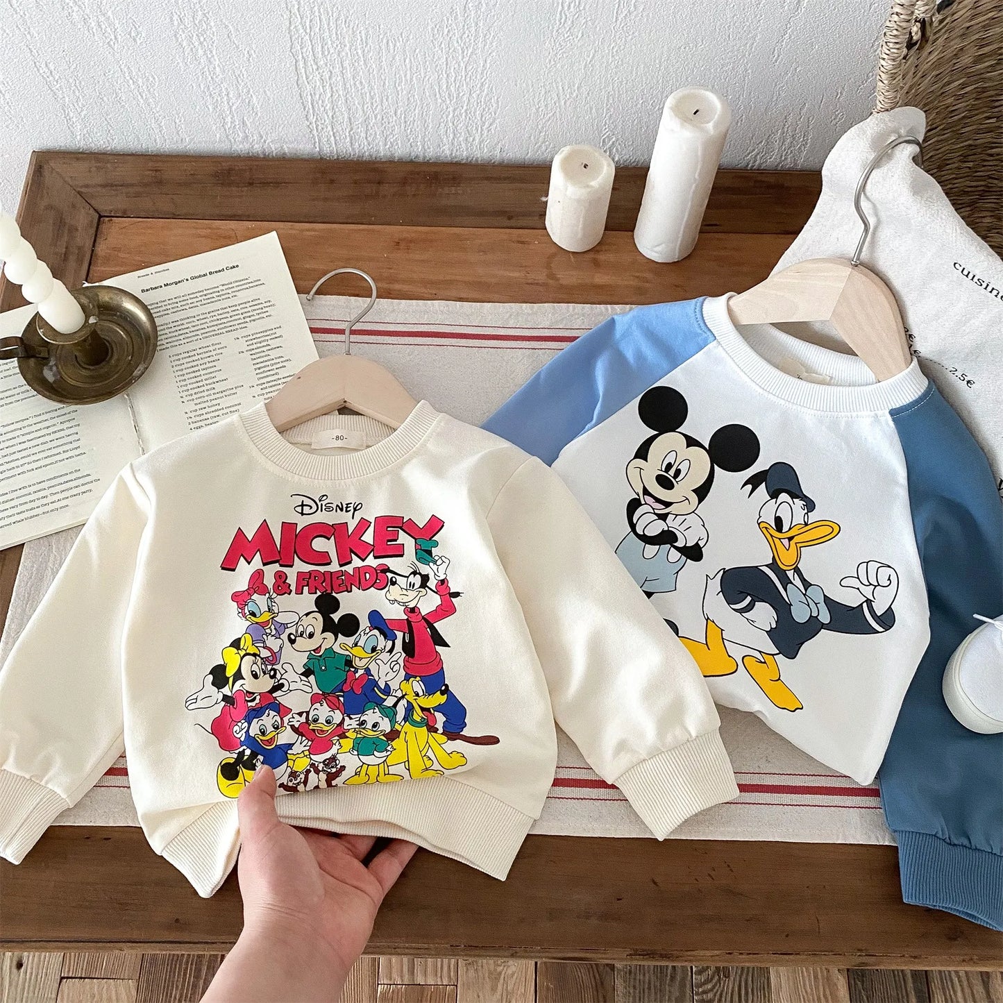 2024 Autumn New Children Sweatshirt Set Fashion Loose Casual Kids Tracksuit Long Sleeve Tops + Pants 2pc/set Kids Clothes Disney