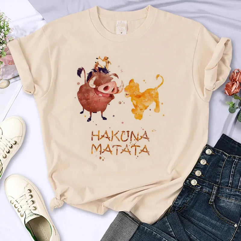 Funny Kawaii 90s The Lion King T-shirt Funny Disney T Shirt Harajuku Hakuna Matata Tshirt Women Top Tees Female Clothes