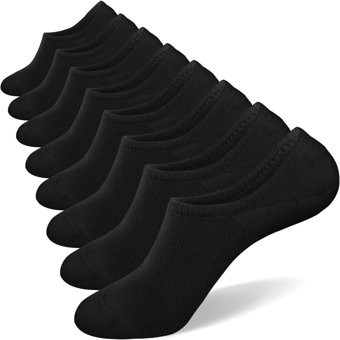 No Show Socks for Men 6/8 Pack Cotton Thin Low Cut Non Slip for Loafer Flats Sneakers 5-8/9-11/12-15