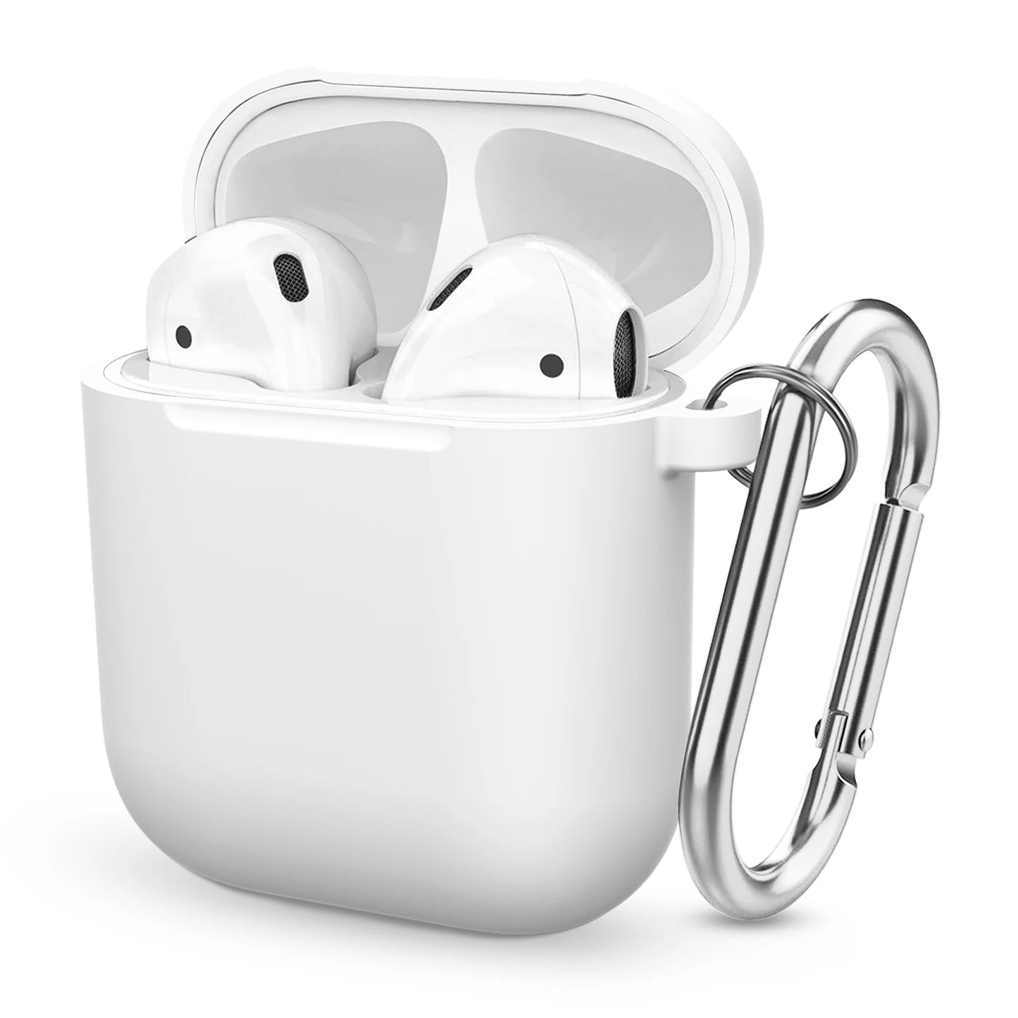 Soft Silicone Protective Case For Airpods 2 1 Wireless Earphone Case Cover For Apple Air Pods 1 2 Headphones Case With Carabiner