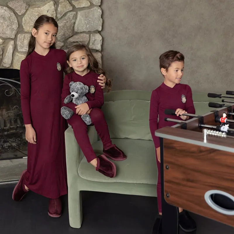 AP emblem Modal pj's black burgundy beige family matching clothes kids boys girls autumn winter casual clothing