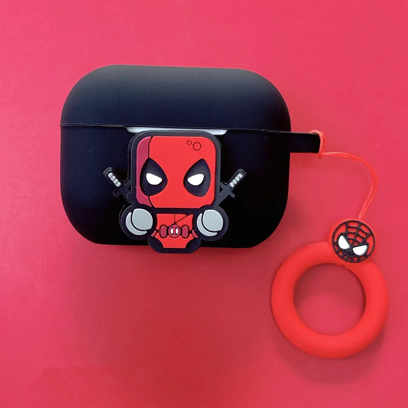 Marvel Deadpool Earphone Case Cover For Apple Airpods Pro 2/1 2 3 Silicone Wireless Earbuds Protective Shell With Keychain