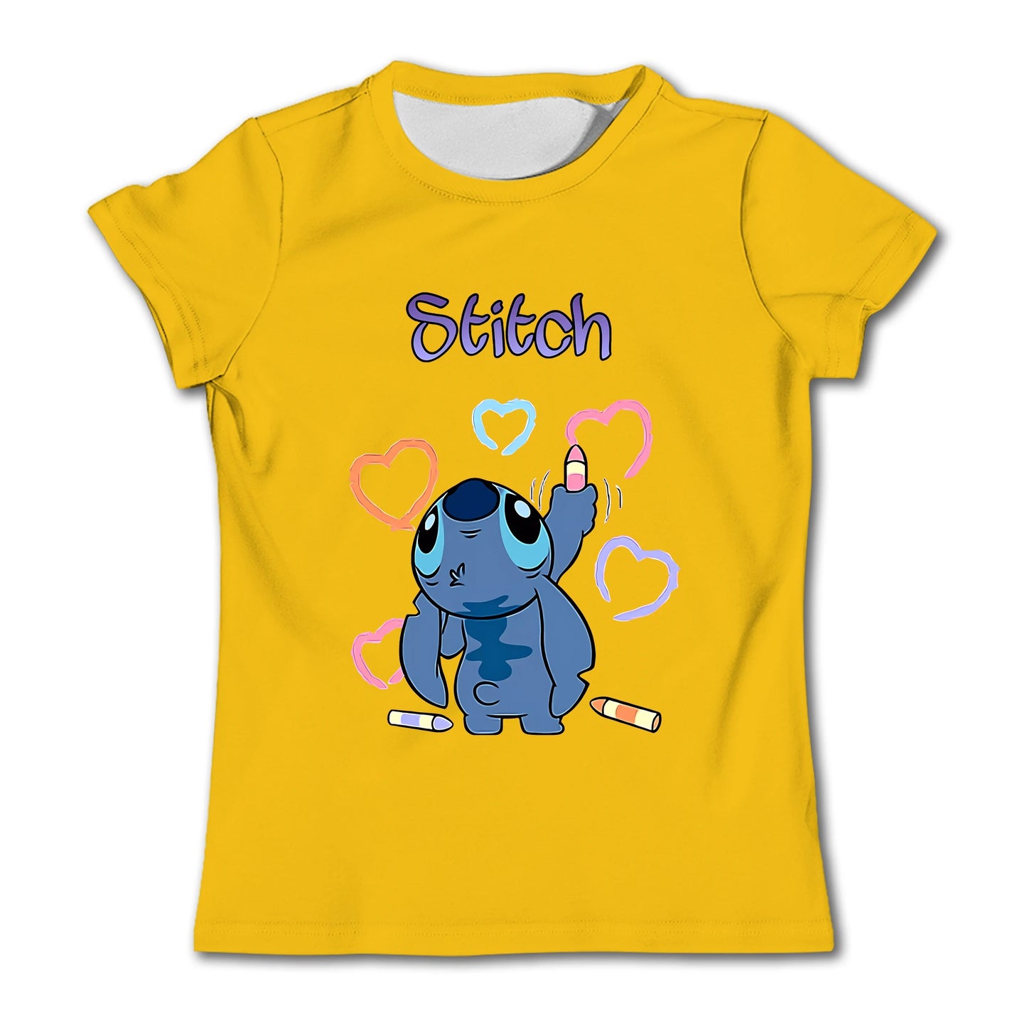 Girls Kawaii Stitch T-shirt Child Girl Clothing Toddler Tees Children Clothes 2024 Summer Short Sleeve Kids Boy Cartoon Tee Tops