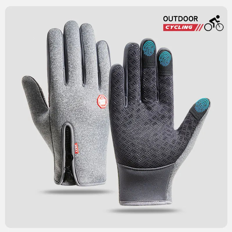 Men's cycling gloves designed for touchscreen use, keeping your hands warm while biking, exercising, or driving. These gloves are waterproof, thermal, and non-slip, making them ideal for outdoor activities and motorcycle riding. Perfect for both me