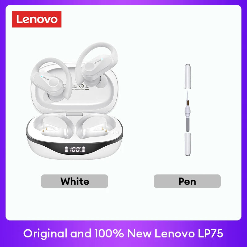 Lenovo LP75 TWS Bluetooth V5.3 headphones are wireless earphones that come with an LED digital display. They provide noise reduction and are waterproof, making them ideal for different activities. These headphones are brand new and perfect for listening t