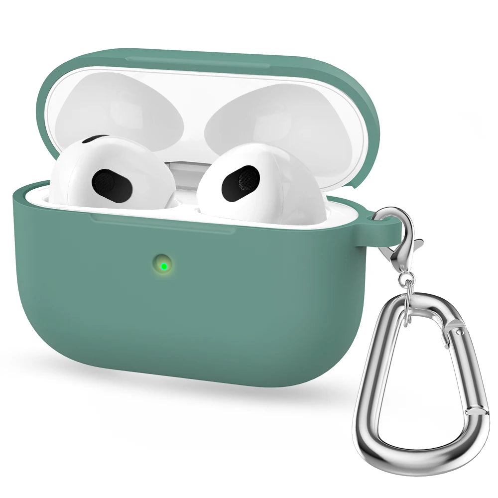 Liquid Silicone Cases For Apple New AirPods 3 case Wireless Bluetooth earphone Case With Hook For Air Pods 3 cover Accessories