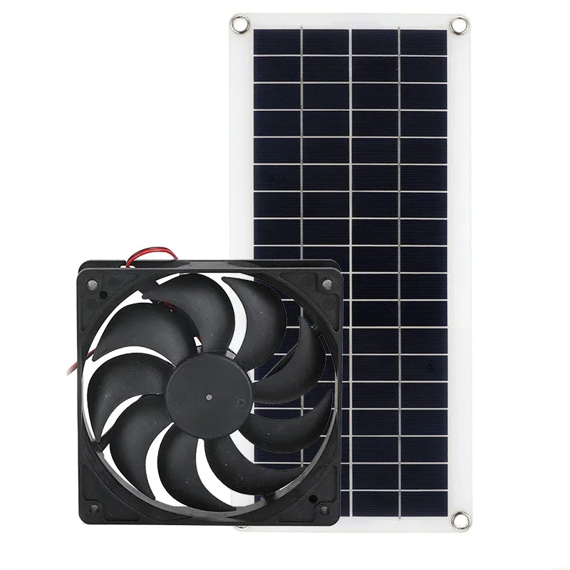 Solar Panel Fan Set 12V 30W Mini Solar Cell DIY Plate Kit Outdoor for Summer Greenhouse Dog Pet Home Ventilation Equipment