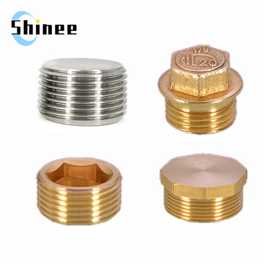 Copper 1/8" 1/4" 3/8" 1/2" 3/4" Male Thread Brass Pipe Hex Head End Cap Plug Fitting Coupler Connector Adapter