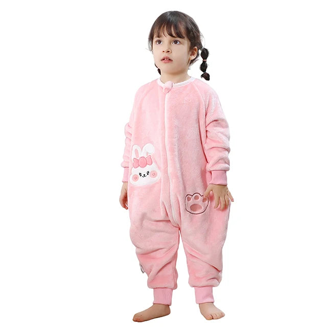 MICHLEY Cartoon Flannel Children Baby Sleeping Bag Sack Warm Winter Clothes Toddler  Sleepsack Pajamas For Girls Boys Kids 1-6T