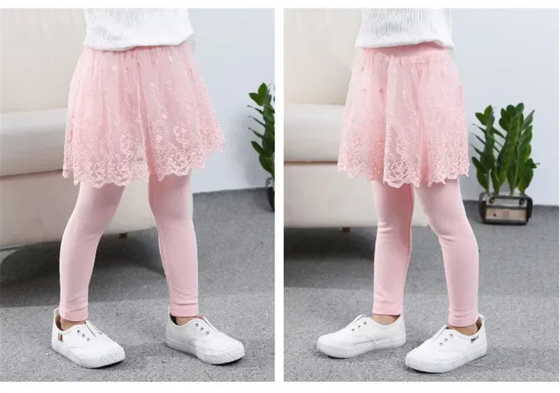 New Baby Girls Leggings Lace Princess Skirt-pants Spring Autumn Children Slim Skirt Trousers for 2-7 Years Kids Clothes