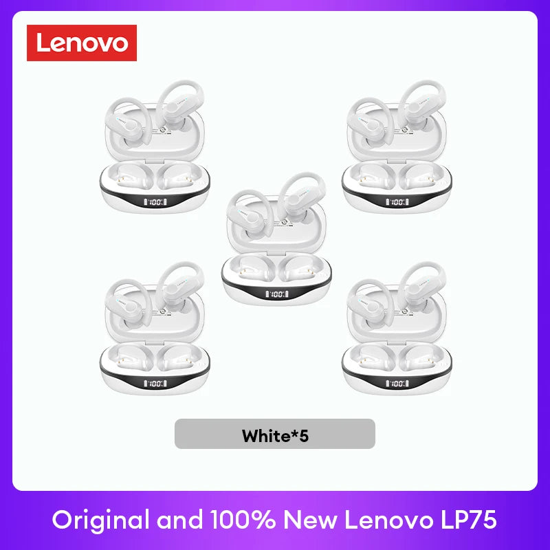 Lenovo LP75 TWS Bluetooth V5.3 headphones are wireless earphones that come with an LED digital display. They provide noise reduction and are waterproof, making them ideal for different activities. These headphones are brand new and perfect for listening t