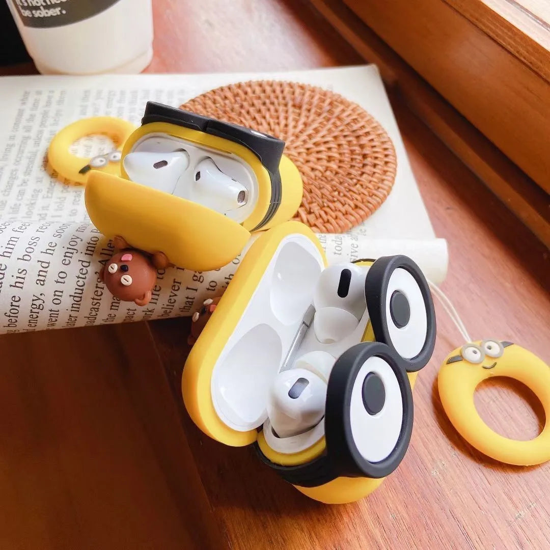 For Airpods Pro 2 Case 2022,Cute 3D Cartoon Big Eyes For Airpods Pro Case,Silicone Yellow Earphone Cover For Airpods 3 Case