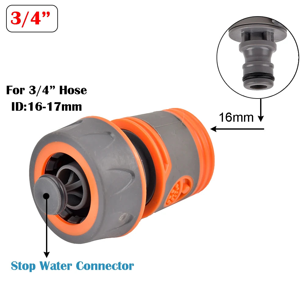 1/2" 3/4" 1 Inch Garden Hose Quick Connector Stopwater Connector Garden Tap Water Gun Coupler Watering Pipe Fitting