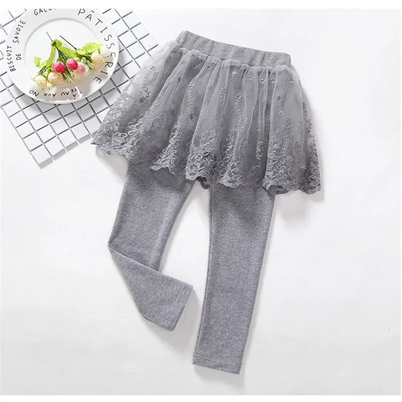 New Baby Girls Leggings Lace Princess Skirt-pants Spring Autumn Children Slim Skirt Trousers for 2-7 Years Kids Clothes