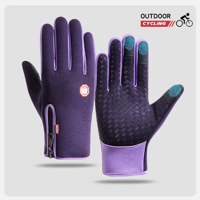 Men's cycling gloves designed for touchscreen use, keeping your hands warm while biking, exercising, or driving. These gloves are waterproof, thermal, and non-slip, making them ideal for outdoor activities and motorcycle riding. Perfect for both me