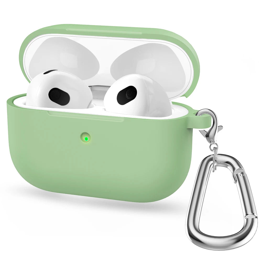 Liquid Silicone Cases For Apple New AirPods 3 case Wireless Bluetooth earphone Case With Hook For Air Pods 3 cover Accessories