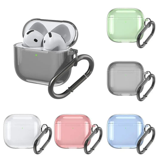 Translucent Protecitve Case For AirPods 4 Premium Sleeve Cover For AirPods 4th Generation Case Drop Protector with Carabiner