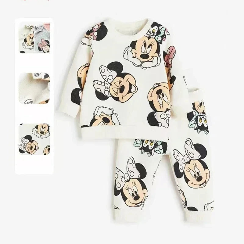 Spring Little Girl Minnie Mouse Princess Hoodie Set Fall Girls Toddler Cute Disney Casual Dress Kids Long Sleeve Printed Clothes