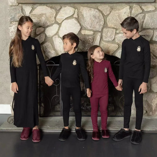 AP emblem Modal pj's black burgundy beige family matching clothes kids boys girls autumn winter casual clothing