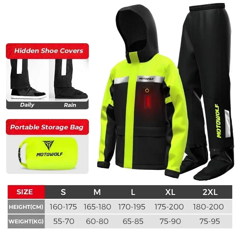 Motorcycle Raincoat Men Suit Rainstorm Split Waterproof Pants Portable Set Biker Durable Daily Soft Rain Coat for Outdoor Riding