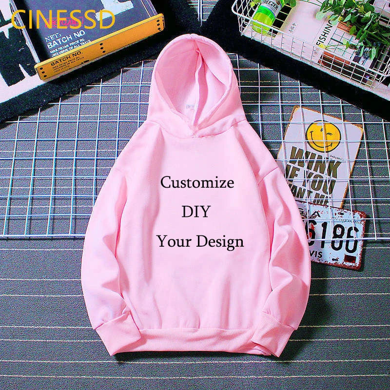 Customize Diy Your Own Design Kids Hoodies White Pink Yellow Cap Sweatshirts Winter Baby Children's Clothes Teen Top Tracksuit