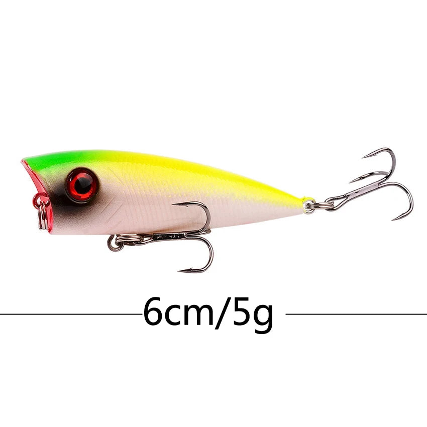 1Pcs 7cm 12g Popper Fishing Lure Hard Artificial Bait Topwater with 2 Treble Hooks Carp Fishing Lures Wobbler Crankbait Pesca