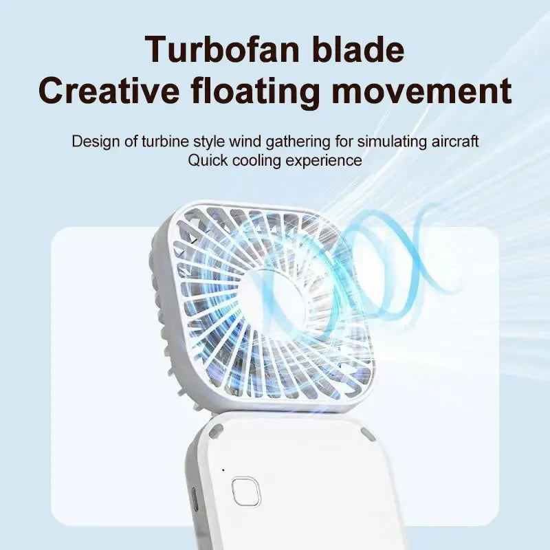 Summer Convenience Strap USB Rechargeable Small Fan Mute Handheld Folding Desktop Multi Range Adjustable Electric Fan Portable