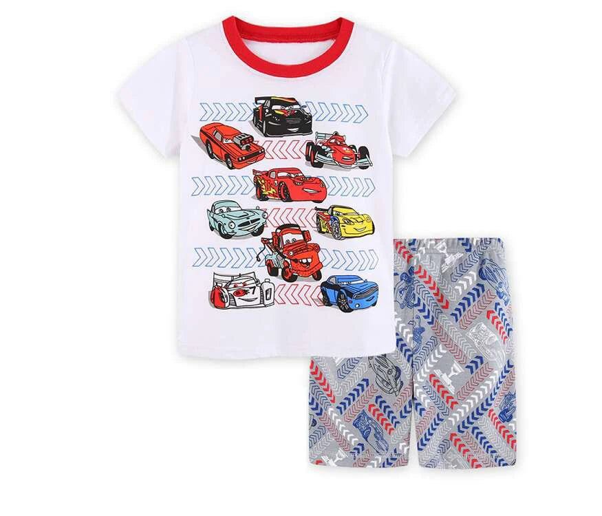 New Summer Kids Pyjamas Children Sleepwear Baby Set Boys Girls Cars Short sleeved Pijamas Cotton Nightwear Clothes Pajamas Sets