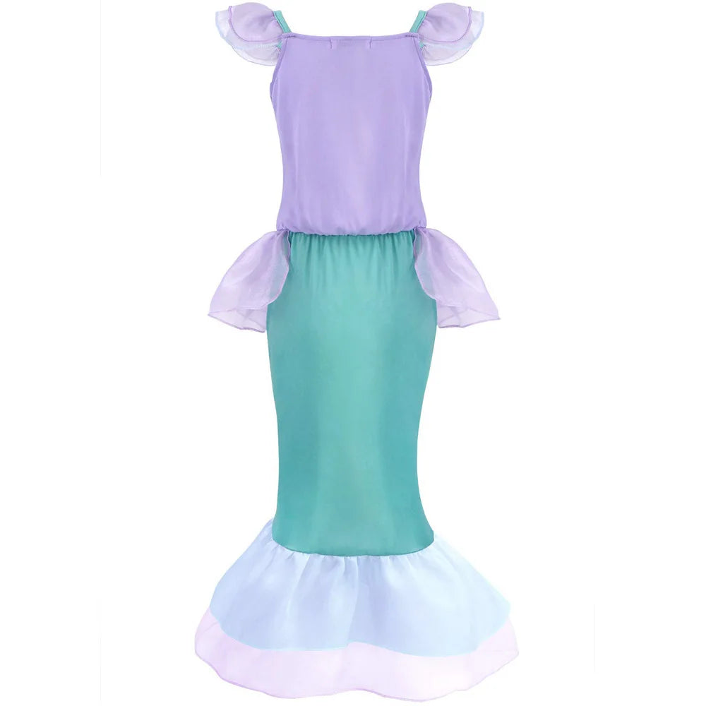 NEW Casual Ariel Mermaid Costume for Toddler Dress up Party Girls Siren Disguise Halloween Princess Apparel Fairy Little Mermaid