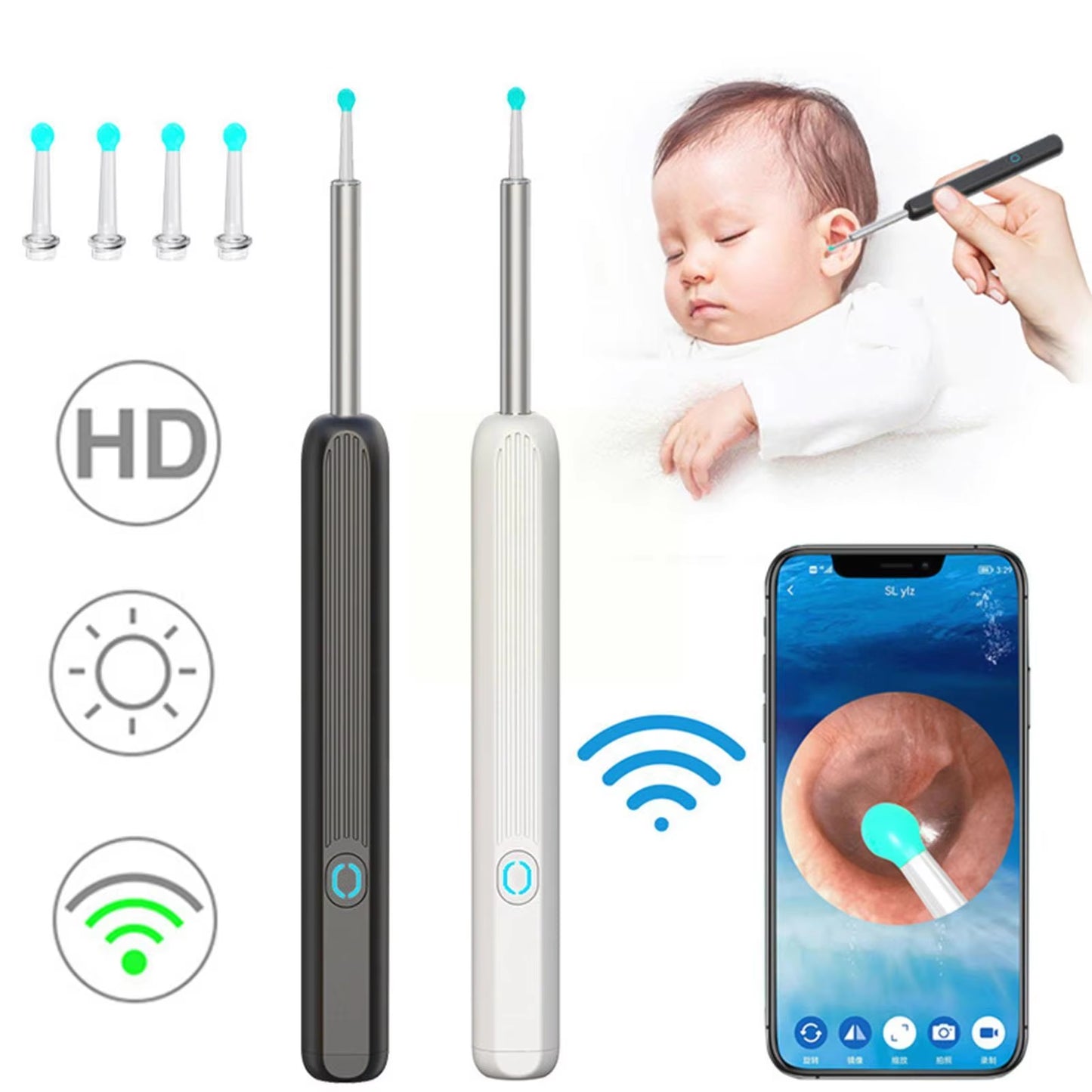 Wireless Smart Visual Ear Cleaner Otoscope Ear Wax Tool NE3 Sticks Ear Removal with Ear Camera Kit Endoscope Ear Cleaning K S3Q3