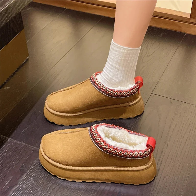 New Snow Boots Women Chelsea Ankle Winter Cotton Shoes Brand Fur Short Warm Comfortable Slipper Platform Shoes Flip Flops Botas