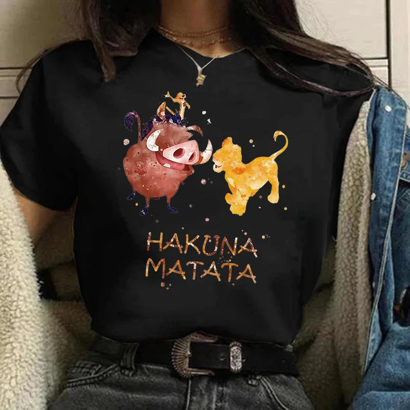 Funny Kawaii 90s The Lion King T-shirt Funny Disney T Shirt Harajuku Hakuna Matata Tshirt Women Top Tees Female Clothes