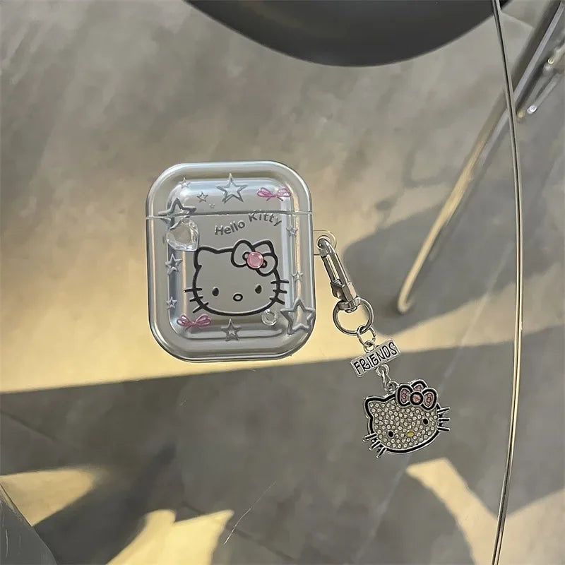 Hello Kitty For Airpods Pro 2 Case,Plating Star Protective Earphone TPU Cover With Keychain For Airpods Pro Case For Girls/Women