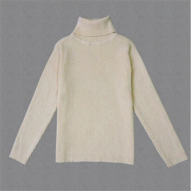 Baby Girls Winter Turtleneck Knitted Sweaters Clothes 2024 Autumn Children Boys Pullover Kids Knitwear