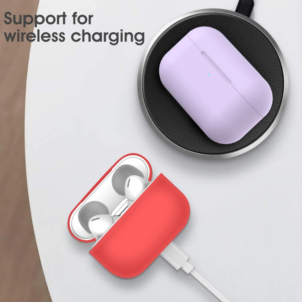 For AirPods Pro Protective Case Silicone New Solid Color Apple Airpods 2 1 Bluetooth Headset Soft Case Cover with Hook