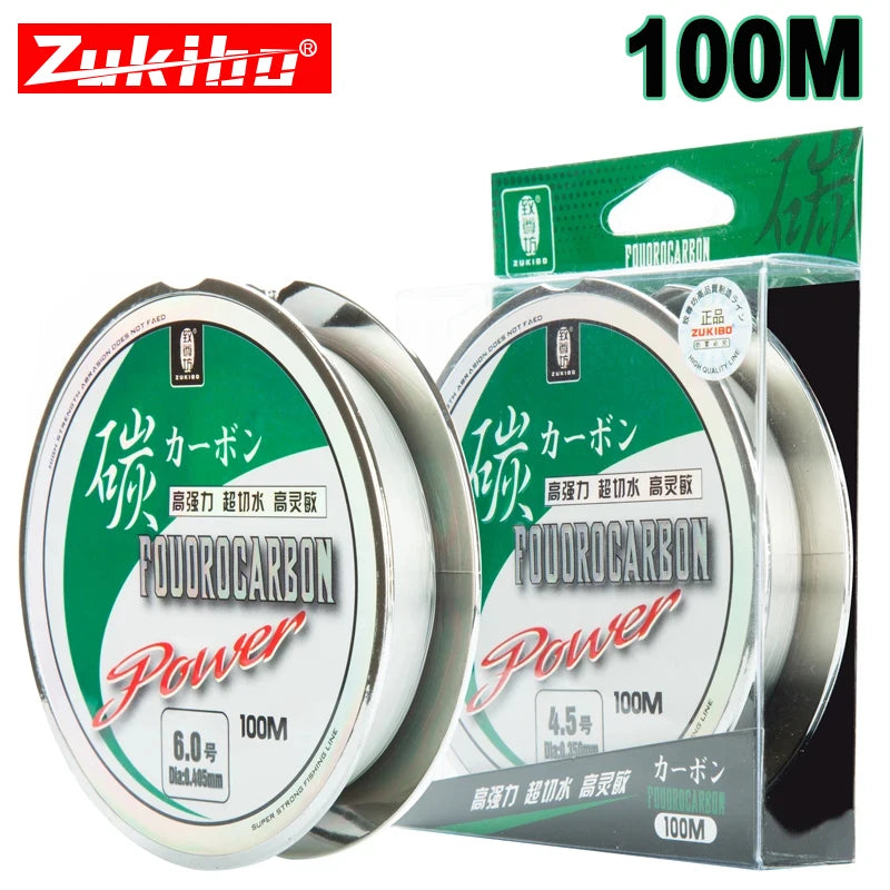 ZUKIBO 50M100M 100% Fluorocarbon Fishing Line Japanese Imported Carbon Fiber Line 1-25kg Monofilament Sinking Line Sea fishing