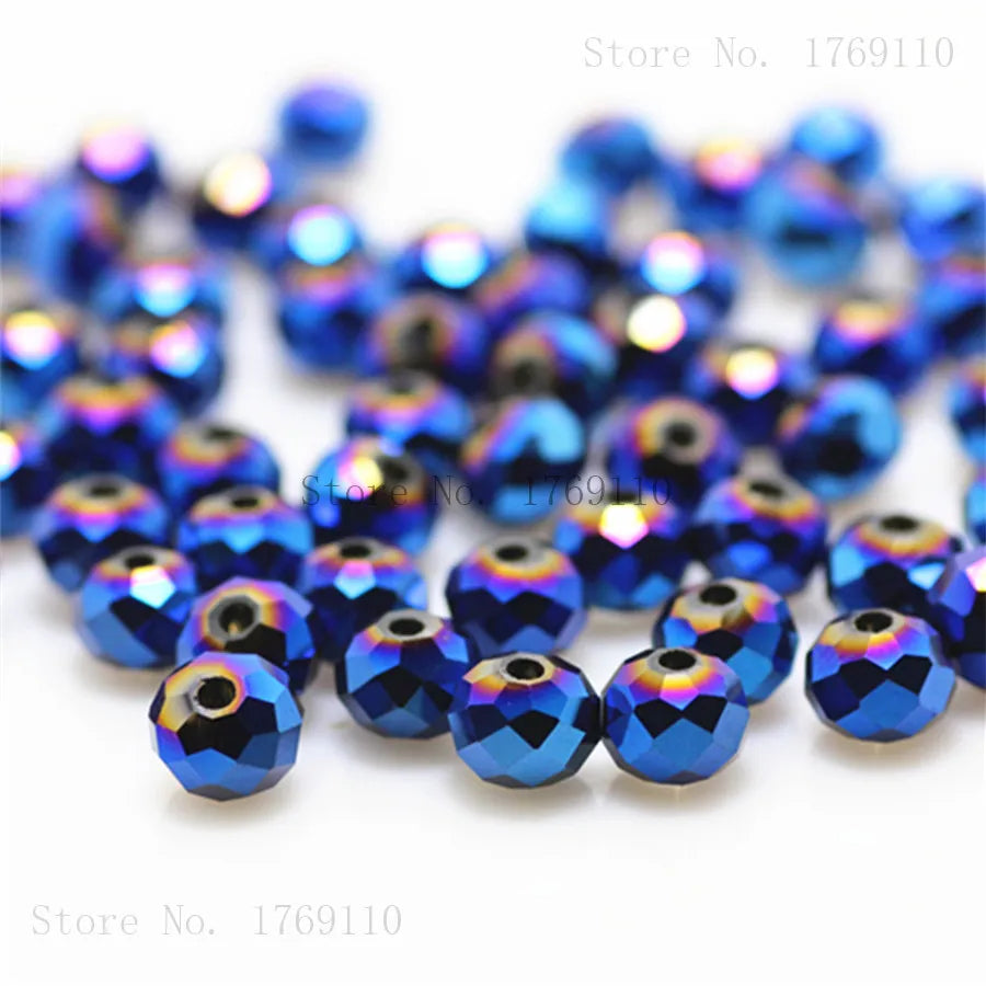 Isywaka Light Blue Colors 4*6mm 50pcs Rondelle  Austria faceted Crystal Glass Beads Loose Spacer Round Beads for Jewelry Making